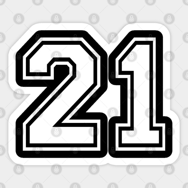 Number 21 Twenty One Back Sticker by AllWellia